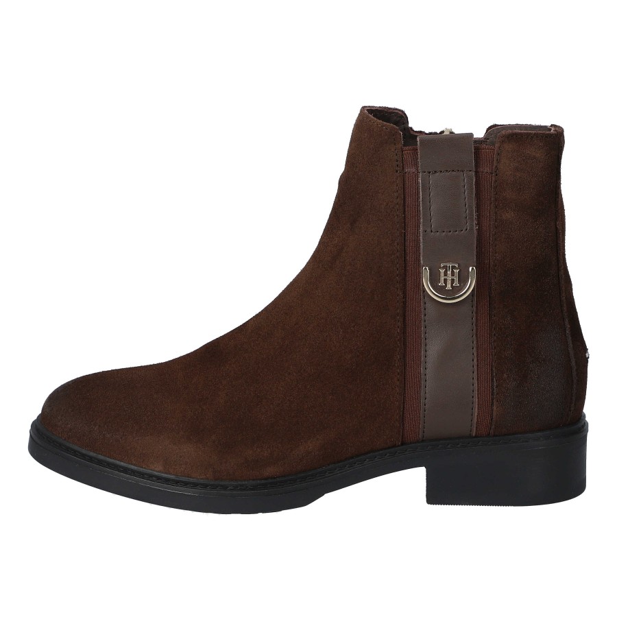 Damen Tommy Hilfiger Stiefeletten | Th Hardware Suede Flat Boot